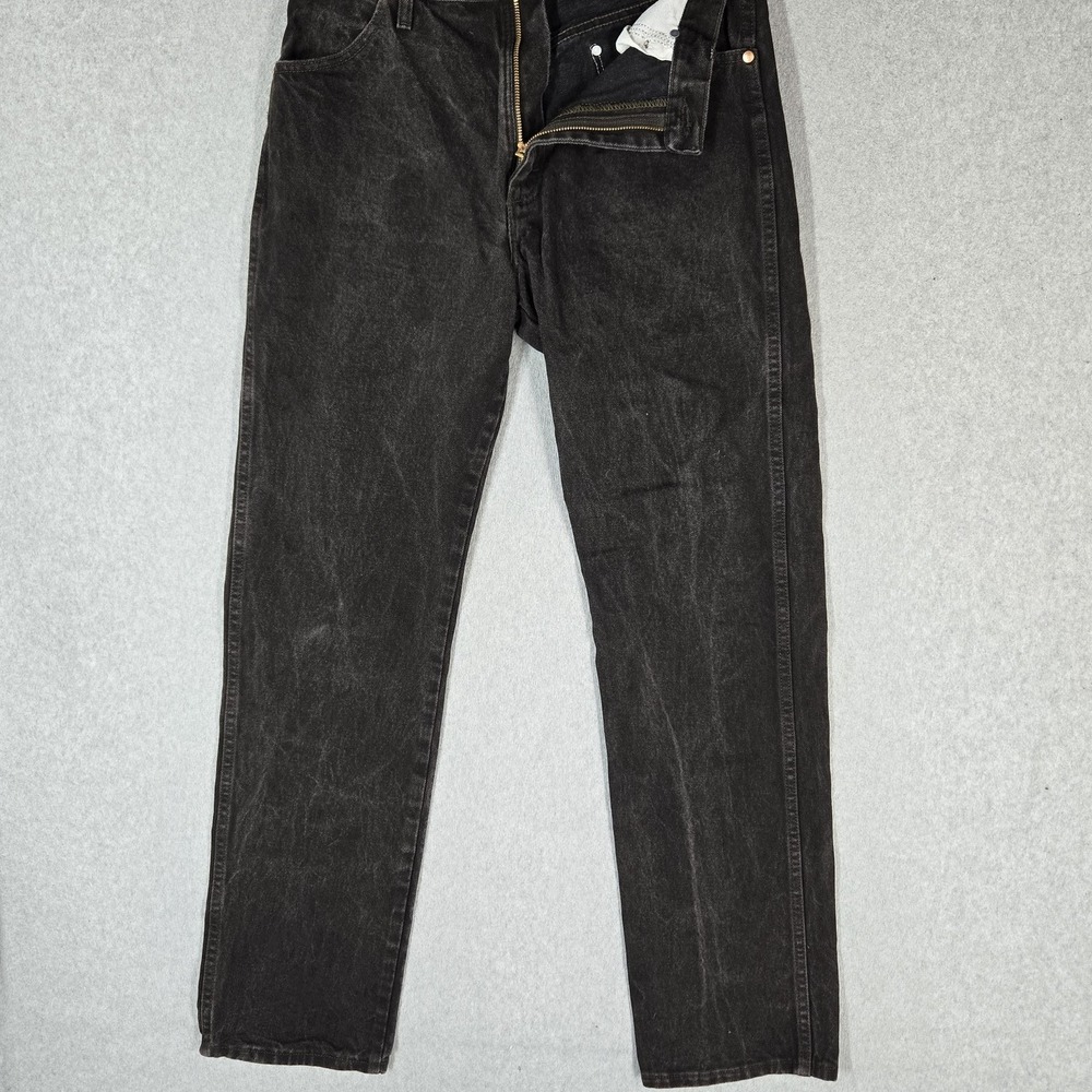 Wrangler Men Jeans 32X34 Black Denim 13MWZKL Cowboy Cut Original Fit 33" Inseam